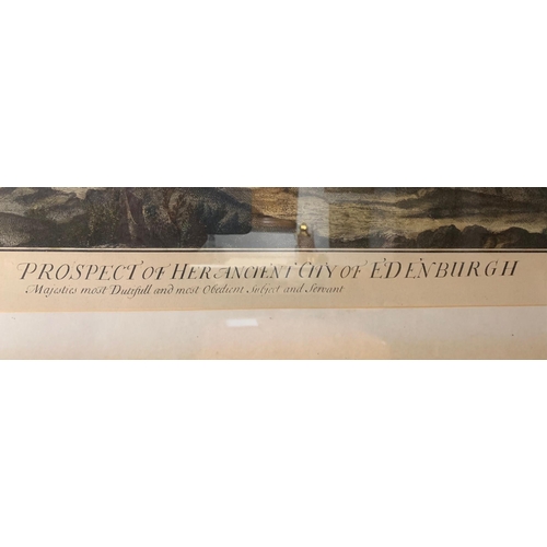 195 - AFTER JOHN SLEZER, 1650 - 1717, ‘PROSPECT OF EDINBURGH, THE NORTH PROSPECT OF THE CITY’ HAND TINTED ... 