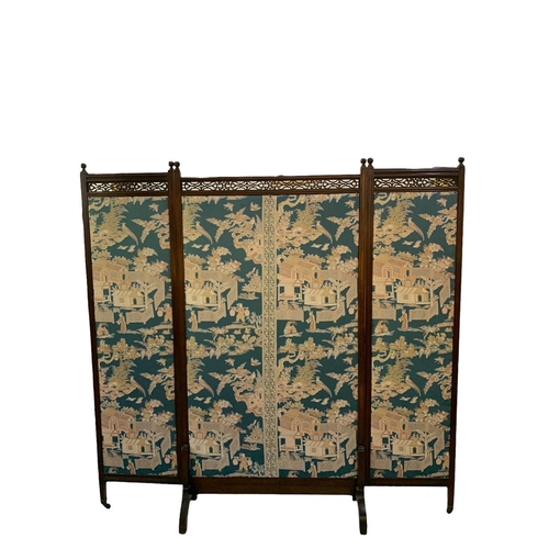 120 - ARTS & CRAFTS, A 19TH CENTURY ANGLO-JAPANESE TWO FOLD MAHOGANY DRESSING SCREEN
With piced decoration... 