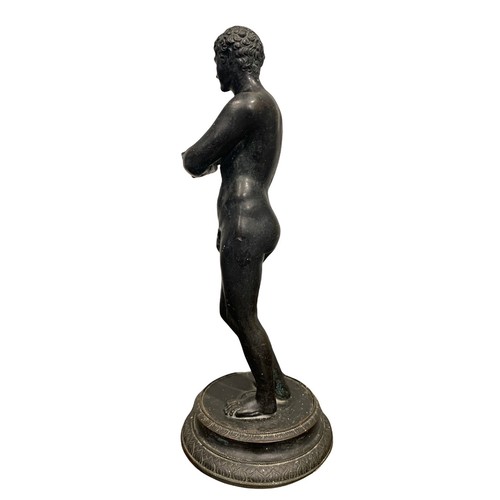 196 - AFTER THE ANTIQUE, MODEL OF LYSIPPOS, A 19TH CENTURY GRAND TOUR BRONZE OF APOXYOMENOS
‘The Scraper’ ... 