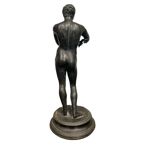 196 - AFTER THE ANTIQUE, MODEL OF LYSIPPOS, A 19TH CENTURY GRAND TOUR BRONZE OF APOXYOMENOS
‘The Scraper’ ... 