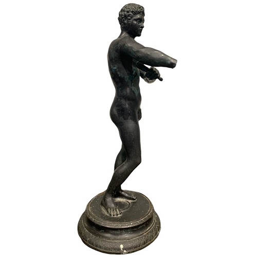 196 - AFTER THE ANTIQUE, MODEL OF LYSIPPOS, A 19TH CENTURY GRAND TOUR BRONZE OF APOXYOMENOS
‘The Scraper’ ... 