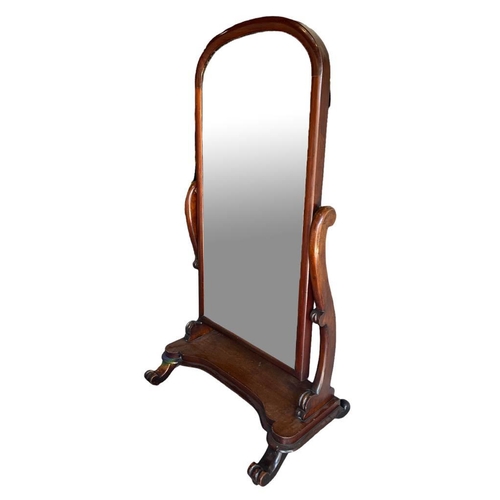 140 - A 19TH CENTURY VICTORIAN MAHOGANY SCROLLING FRAME CHEVAL MIRROR
With original plate glass.
(h 162cm ... 