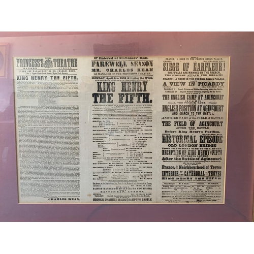 228 - A LARGE 19TH CENTURY THEATRE PLAYBILL OF KING HENRY THE FIFTH, AT THE ROYAL PRINCESS’S THEATRE, OXFO... 