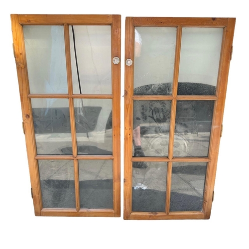 238 - A COLLECTION OF VICTORIAN LEADED AND STAINED GLASS PINE DOORS AND PANELS.
(large pair of doors h 204... 