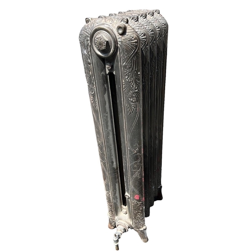 250 - A LARGE FLOORSTANDING FIVE BAR ART NOUVEAU CAST IRON RADIATOR 
Decorated with stylised scrolling lea... 