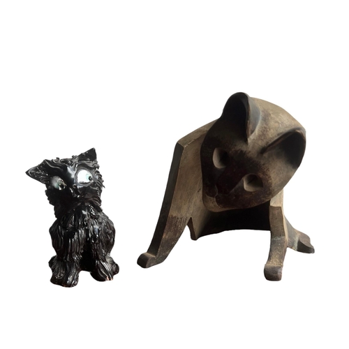 271 - A COLLECTION OF THREE 20TH CENTURY POTTERY ITEMS
To include a horse and two cats.
(largest h 32cm x ... 