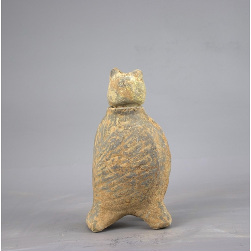 287 - A RARE POTTERY OWL, WITH SEPARATELY MOULDED HEAD, HAN DYNASTY (BC 206 - AD 220)
The grey pottery bod... 