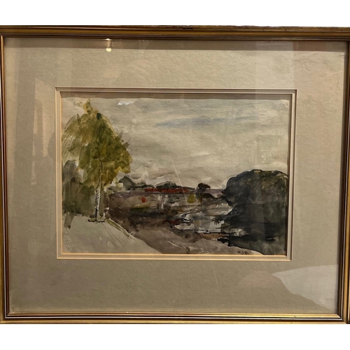 322 - RODNEY JOSEPH BURN, R.A., 1899 - 1984, WATERCOLOUR
View of the River Thames at Chiswick, signed with... 