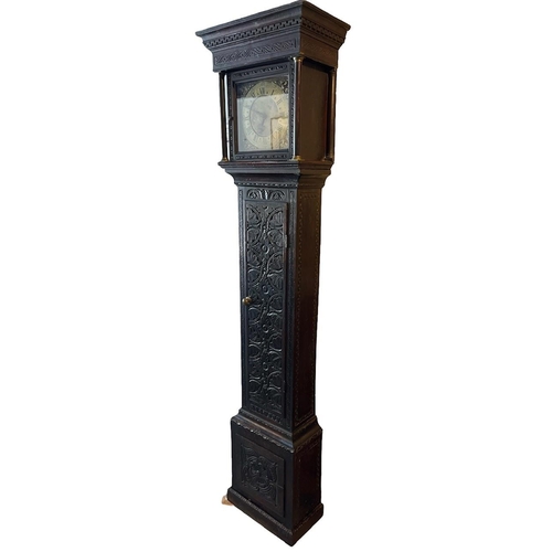 112 - RICHARD GILKES, ADDERBURY, AN 18TH CENTURY CARVED OAK LONGCASE CLOCK
With engraved dial and Roman nu... 