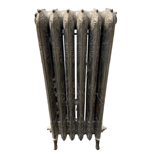 248 - A LARGE FLOORSTANDING SIX BAR ART NOUVEAU CAST IRON RADIATOR
Decorated with stylised scrolling leave... 