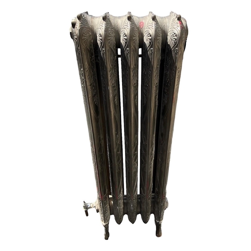 250 - A LARGE FLOORSTANDING FIVE BAR ART NOUVEAU CAST IRON RADIATOR 
Decorated with stylised scrolling lea... 