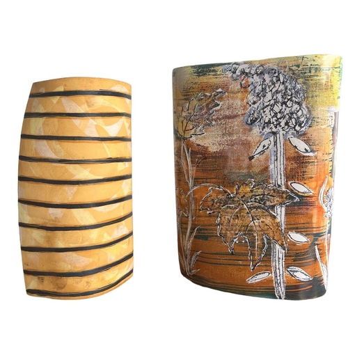 274 - LISA KATZENSTEIN, B. 1956, A TIN GLAZED VASE
Painted with thistle plants, signed, dated 2006, togeth... 