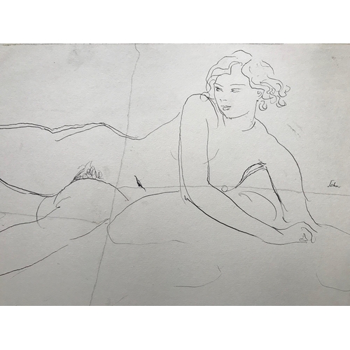 320 - AUGUSTUS JOHN, O.M., R.A., 1878 - 1961, FROM THE COLLECTION OF DAME ELIZABETH TAYLOR, TWO PEN AND IN... 