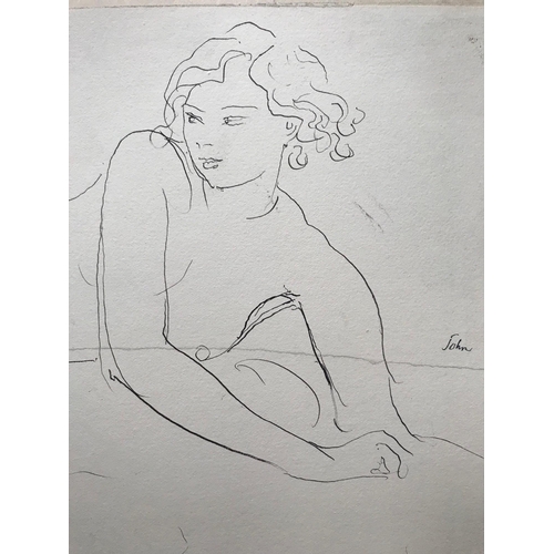 320 - AUGUSTUS JOHN, O.M., R.A., 1878 - 1961, FROM THE COLLECTION OF DAME ELIZABETH TAYLOR, TWO PEN AND IN... 