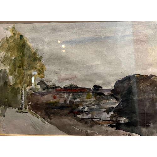 322 - RODNEY JOSEPH BURN, R.A., 1899 - 1984, WATERCOLOUR
View of the River Thames at Chiswick, signed with... 