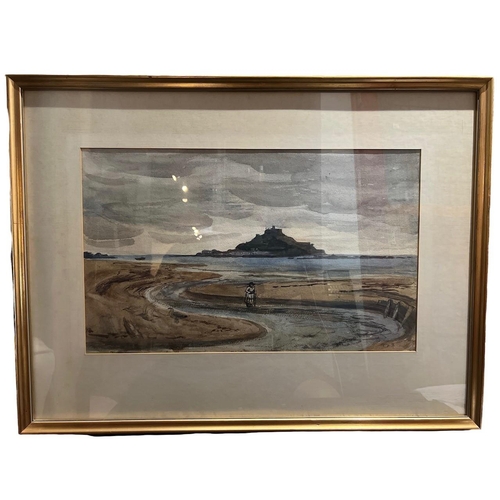 323 - RODNEY JOSEPH BURN, R.A., 1899 - 1984, WATERCOLOUR
View of St. Michael's Mount, signed with Initials... 