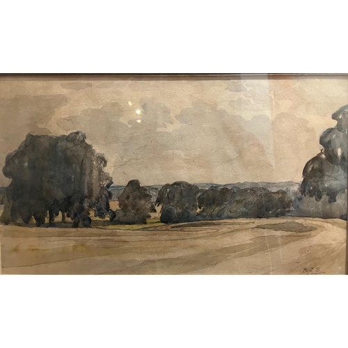 324 - RODNEY JOSEPH BURN, R.A., 1899 - 1984, WATERCOLOUR
Landscape, view (possibly Richmond Park), signed ... 