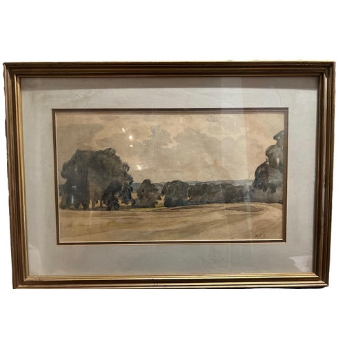 324 - RODNEY JOSEPH BURN, R.A., 1899 - 1984, WATERCOLOUR
Landscape, view (possibly Richmond Park), signed ... 