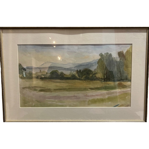 329 - RODNEY JOSEPH BURN, R.A., 1899 - 1984, WATERCOLOUR
Mountain landscape, signed with initials ‘RJB’, f... 