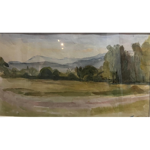 329 - RODNEY JOSEPH BURN, R.A., 1899 - 1984, WATERCOLOUR
Mountain landscape, signed with initials ‘RJB’, f... 