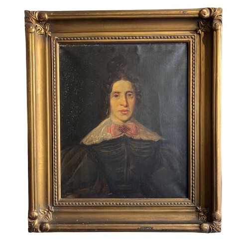 350 - A PAIR OF LATE 19TH CENTURY OILS ON CANVAS, PORTRAITS OF A LADY AND GENTLEMAN
In decorative gilt fra... 