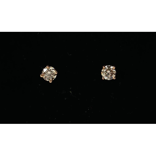 10 - A PAIR OF 18CT ROSE GOLD FOUR CLAW SOLITAIRE DIAMOND STUDS
Boxed.
(diamond total 0.44ct)