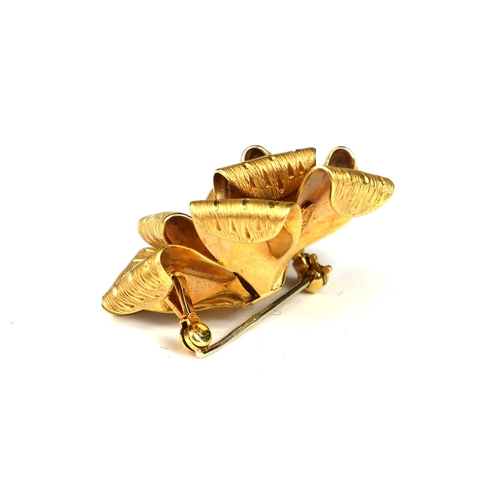 21a - GROSSE FOR CHRISTIAN DIOR, A 1964 14CT GOLD RIBBON BOW RUNWAY BROOCH 
Having textured finish, marked... 