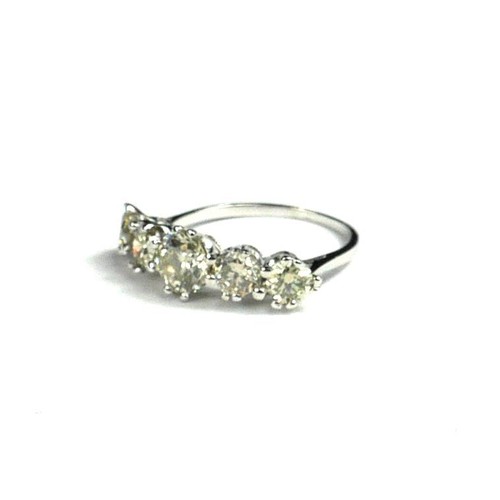 44 - AN 18CT WHITE GOLD, FIVE STONE BRILLIANT CUT DIAMOND RING
with WGI certificate
(diamonds 2.10ct)