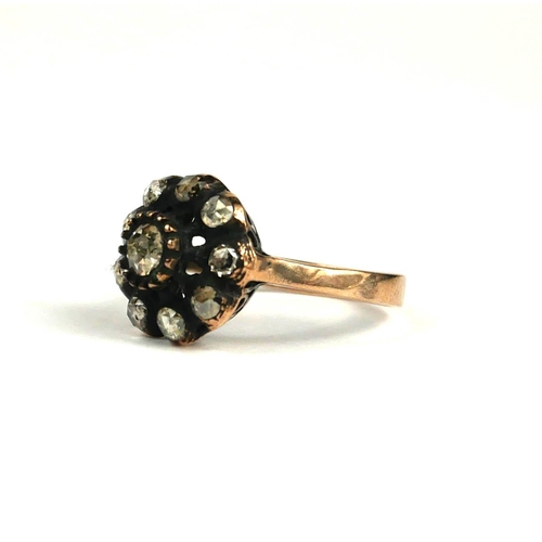 96A - AN 8CT YELLOW GOLD VICTORIAN STYLE RING SET WITH ROSE CUT DIAMONDS.  (Diamonds approx. 0.40ct)