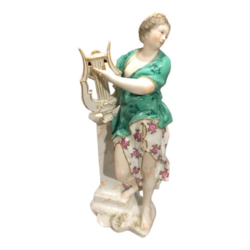 155 - TWO 19TH CENTURY PORCELAIN FIGURES
To include a lady holding a painter's pallet with an oval canvas ... 