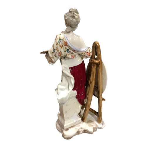 155 - TWO 19TH CENTURY PORCELAIN FIGURES
To include a lady holding a painter's pallet with an oval canvas ... 