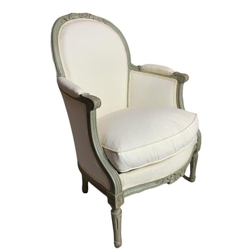 215 - A 19TH CENTURY FRENCH LOUIS XV DESIGN CARVED WOOD AND PAINTED UPHOLSTERED THREE PIECE SUITE
Comprisi... 