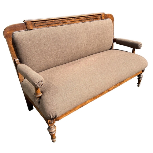 223 - A 19TH CENTURY CONTINENTAL WALNUT UPHOLSTERED SETTEE
Raised on turned legs.
(h 101cm x d 66cm x w 15... 