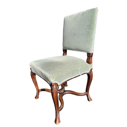 241 - A SET OF THREE 19TH CENTURY FRENCH CARVED WALNUT LOUIS XV DESIGN SIDE CHAIRS
With upholstered backs ... 