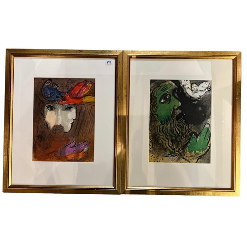 251 - MARC CHAGALL, FRENCH, 1887 - 1985, A PAIR OF COLOUR LITHOGRAPHS FROM THE BIBLE SERIES
Job praying, D... 