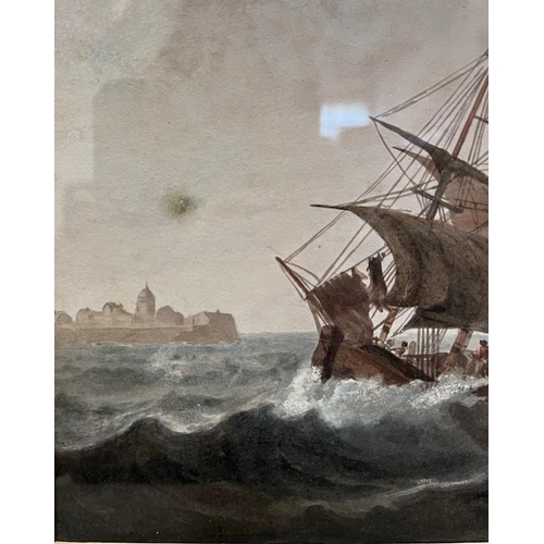 270 - ATTRIBUTED TO DOMINIC SERRES, BRITISH, 1722 - 1793, LARGE WATERCOLOUR
Coastal seascape, ships the Al... 