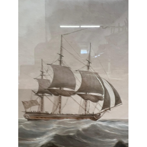 270 - ATTRIBUTED TO DOMINIC SERRES, BRITISH, 1722 - 1793, LARGE WATERCOLOUR
Coastal seascape, ships the Al... 