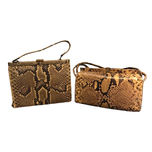 101 - TWO VINTAGE SNAKESKIN HANDBAGS.
((largest h 35cm x w 26.5cm x depth 7cm)