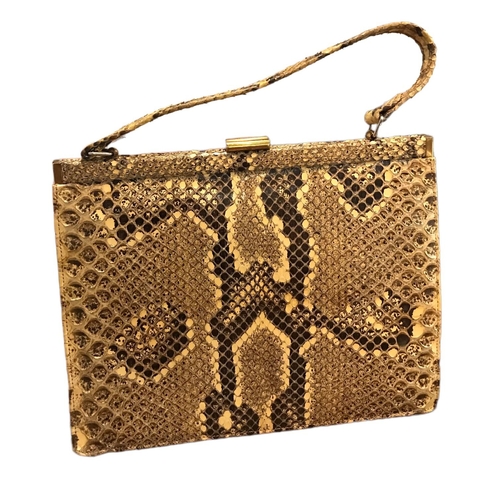 101 - TWO VINTAGE SNAKESKIN HANDBAGS.
((largest h 35cm x w 26.5cm x depth 7cm)