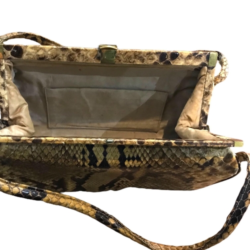 101 - TWO VINTAGE SNAKESKIN HANDBAGS.
((largest h 35cm x w 26.5cm x depth 7cm)