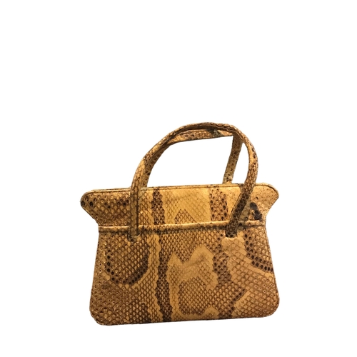 103 - TWO VINTAGE SNAKESKIN HANDBAGS.
(largest h 28.5cm x w 25.5cm x depth 10cm)