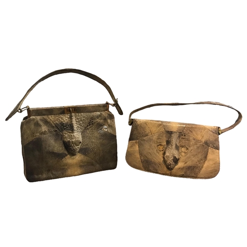 105 - TWO VINTAGE SNAKESKIN HANDBAGS.
(largest h 33cm x w 25cm x depth 9cm)