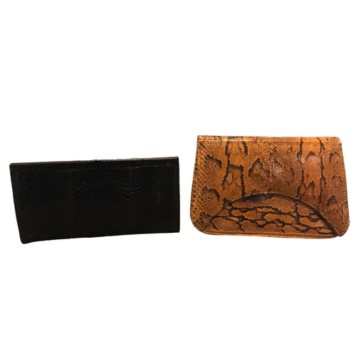 116 - TWO VINTAGE SNAKESKIN CLUTCH BAGS.
(largest h 15cm x w 23cm x depth 5cm)