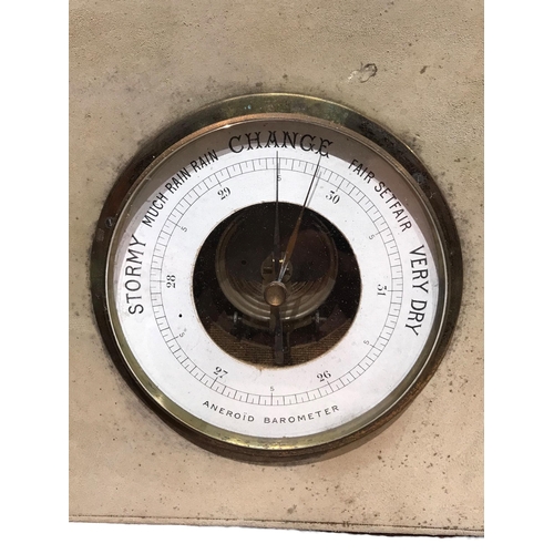 191 - A LATE 19TH/EARLY 20TH CENTURY WALL HANGING ANEROID BAROMETER. 
(h 32cm x w 22cm x depth 5cm)