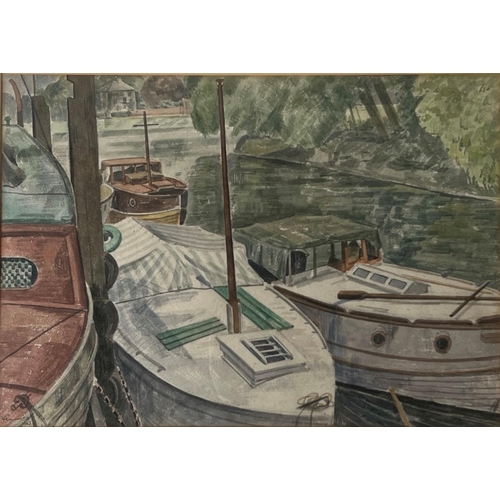 269 - FRANK RUNACRES, BRITISH, 1904 - 1974, WATERCOLOUR
View of boats on The River Thames at Twickenham, s... 