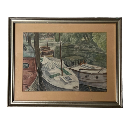 269 - FRANK RUNACRES, BRITISH, 1904 - 1974, WATERCOLOUR
View of boats on The River Thames at Twickenham, s... 