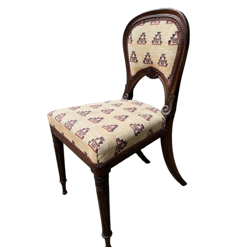 214 - MANNER OF GILLOWS, A SET OF FOUR 19TH CENTURY ROSEWOOD DINING CHAIRS
With upholstered seats and back... 