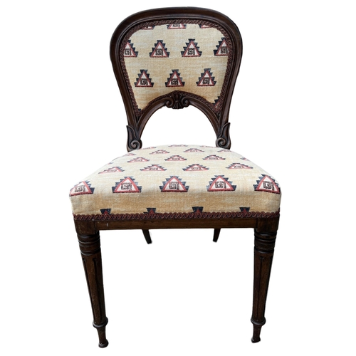 214 - MANNER OF GILLOWS, A SET OF FOUR 19TH CENTURY ROSEWOOD DINING CHAIRS
With upholstered seats and back... 