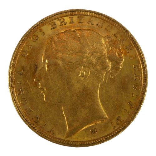 2 - A VICTORIAN 22CT GOLD SOVEREIGN COIN, DATED 1884 
With Young Queen Victoria bust and George and Drag... 