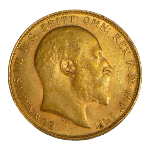 30 - AN EDWARDIAN 22CT GOLD SOVEREIGN COIN, DATED 1907 
With King Edward VII bust and George and Dragon t... 